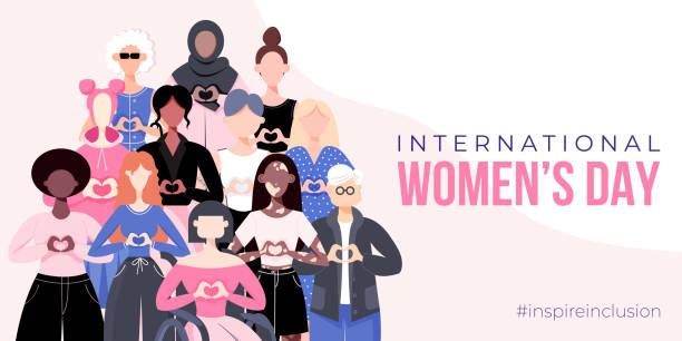 Illustrated image of a mix of women making a heart sign with their hands. Women and debt