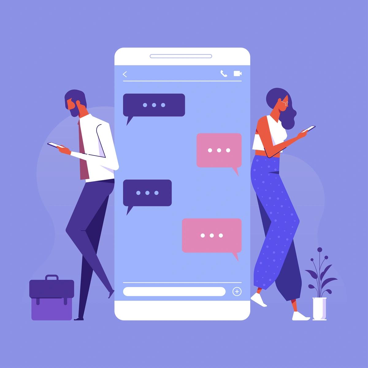 Illustration of people messaging on their mobile phones