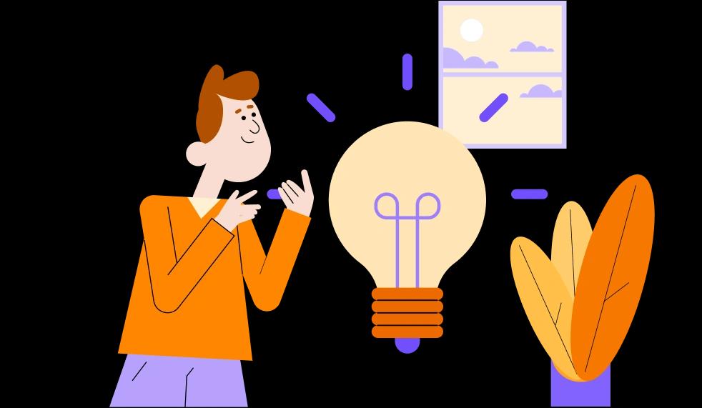 illustration of man and lightbulb