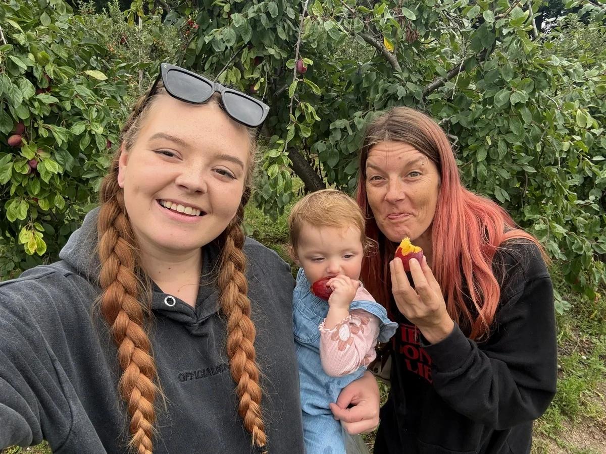 Paige with mum Heidi and daughter Meadow