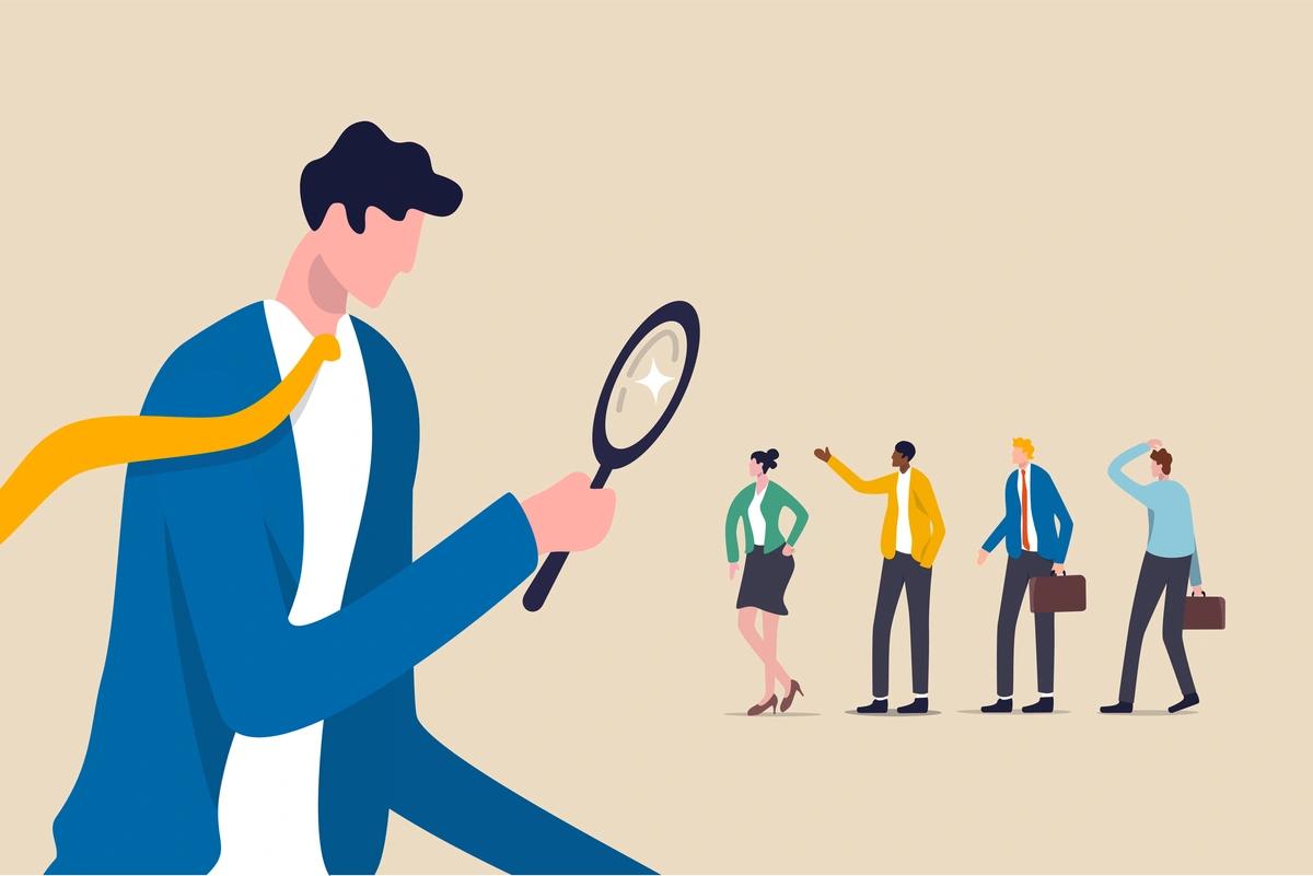 Illustration of job candidates being observed by employer