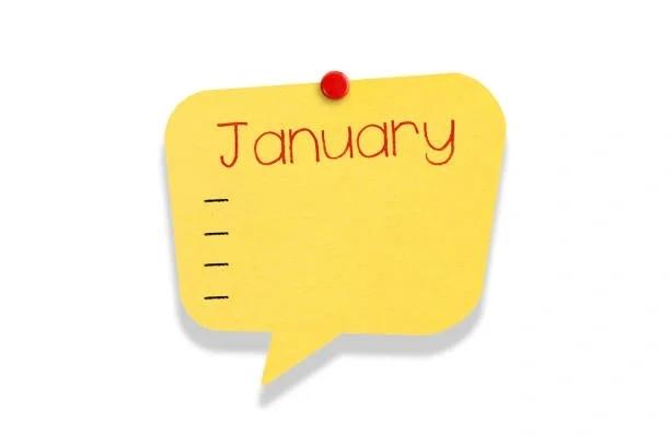 Image of a post it note saying January. 12 ways to make your pay stretch until the end of January