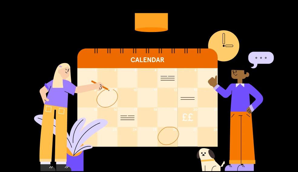 woman writing on calendar