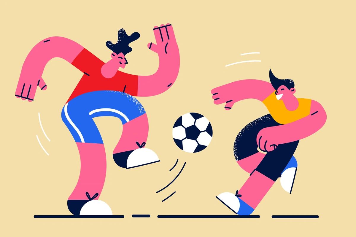 Two kids playing football
