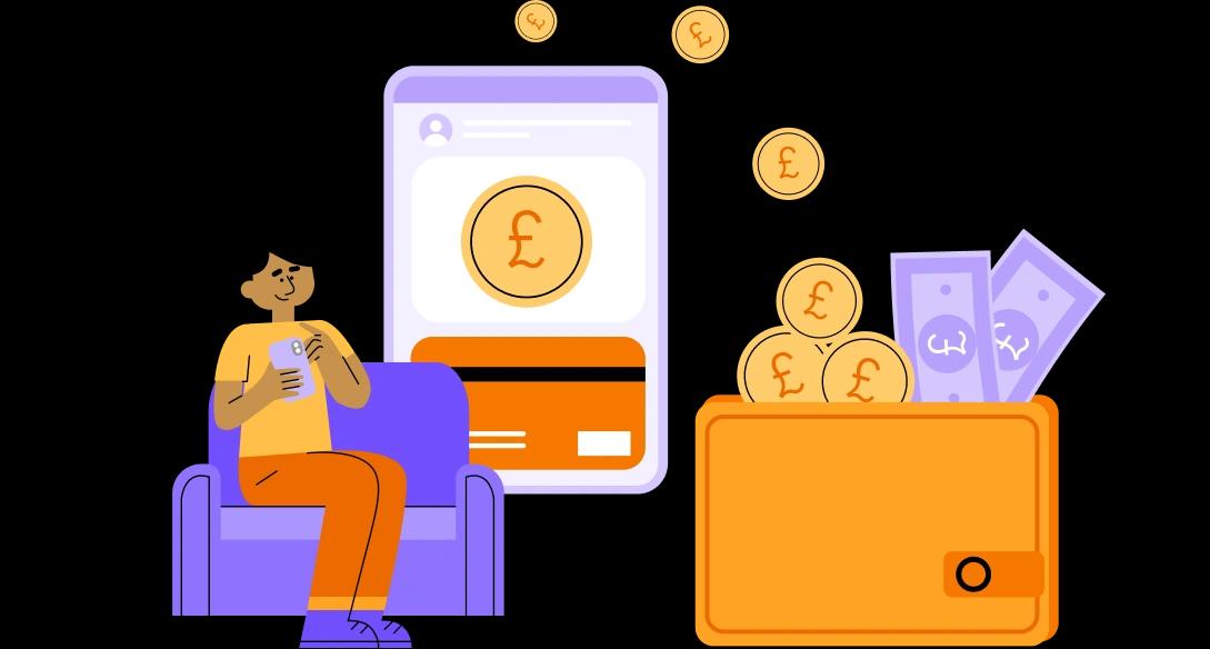 Person managing their money from their phone